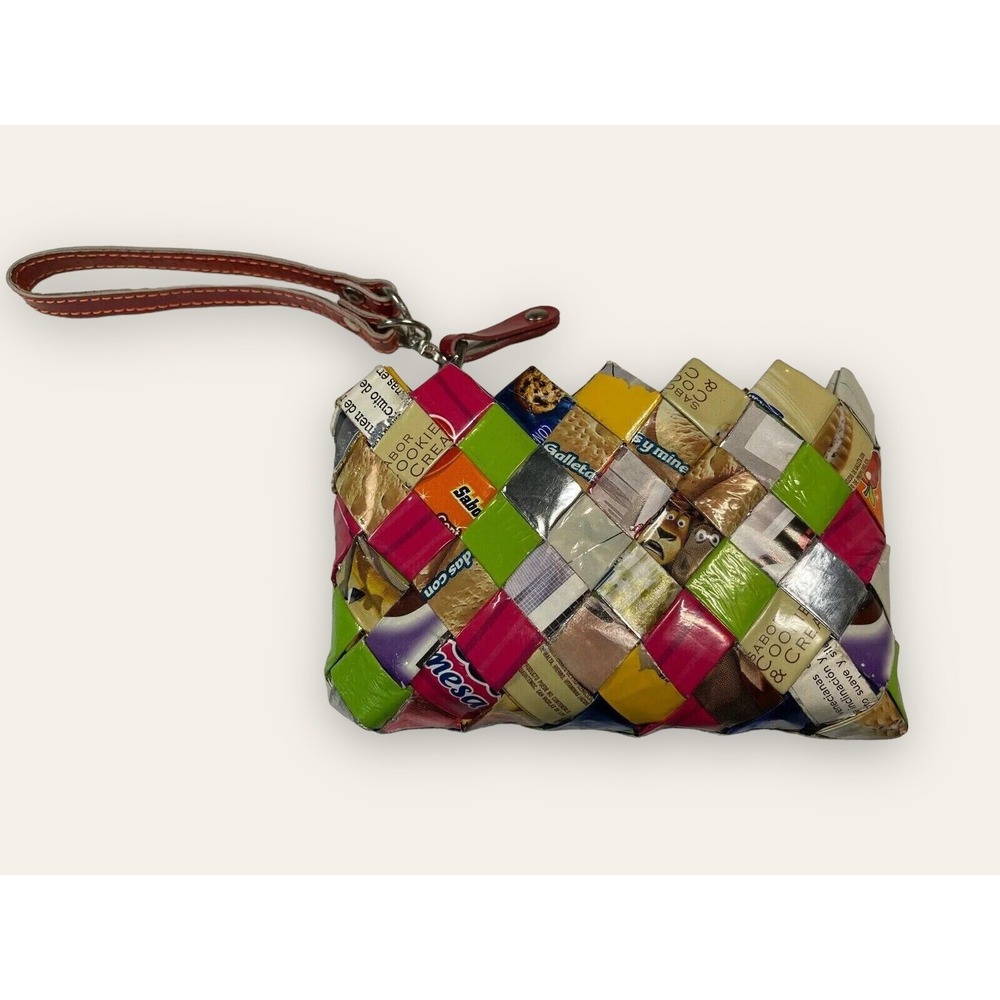 Nahui Ollin Candy Wrapper Retro Wristlet Bag Eco Clutch Wallet